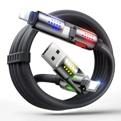 MAGIC JOHN 240W 4 in 1 USB C Cable, 6.6FT USB Cable with Breathing Light, Fas - Image 1 of 4