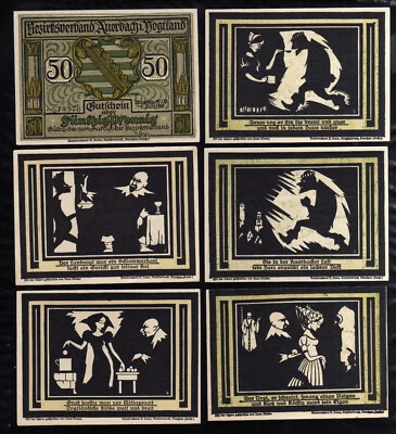 AUERBACH i. VOGTLAND    -  GERMANY NOTGELD - 3 x 50,  3 x 75 PFENNIG - Image 1 of 2