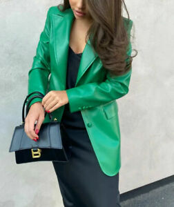 New Women's Green Blazer 100% Soft Lambskin Stylish Formal Office Wear Blazer