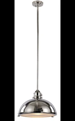 Trans Globe Vintage 17' Pendant, Polished Nickel & Frosted Glass - PND-1006PN - Image 1 of 2