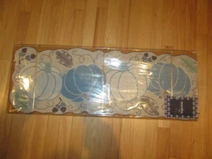 CL/BEADED TABLE RUNNER/TEMPATIONS BY TARA/BLUE/GRAY/13”X36”/NEW IN BOX! - Picture 1 of 6