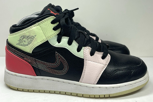 Nike Air Jordan 1 Mid Glow In The Dark Youth taglia 6 anni AV5174 076 logo ricamato