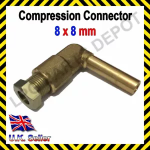 8x8mm L-piece Compression Connector copper pipe Joint Coupling Gas Water Lpg - Picture 1 of 2