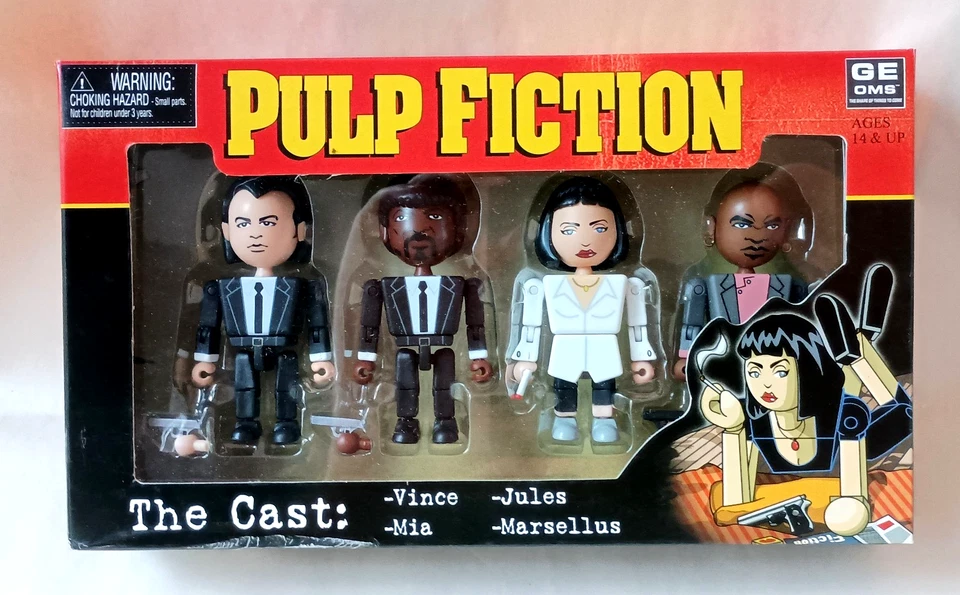 NECA 4 Mini Figure Set Pulp Fiction The Cast Open Box2004 Vince Mia Marsllus
