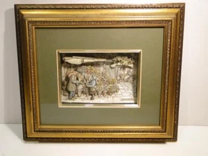 Anton Pieck Framed 3 Dimensional Artwork Flower Vendor at Market Scene - Picture 1 of 4
