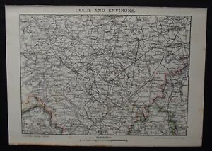 Antique Map: Leeds & Environs by W & A K Johnston, New Popular Educator, 1899