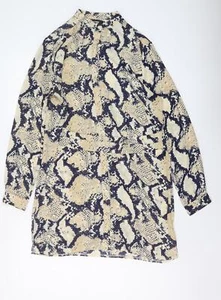 Missguided Womens Beige Animal Print Polyester Tunic Blouse Size 10 Mock Neck - Picture 1 of 10