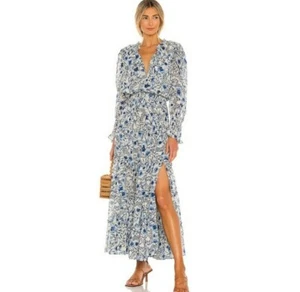 Misa Los Angeles Vida Maxi Dress In Indigo Blooms - Picture 1 of 7