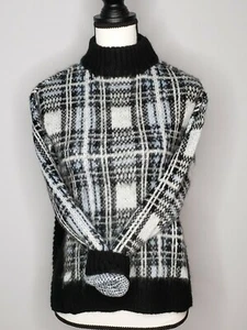 NUEVO Suéter Cuadrado Nine West Negro Azul a Cuadros Talla XS - Imagen 1 de 9