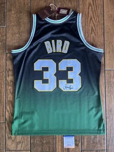 Larry Bird Celtics Signed Fadeaway Mitchell & Ness Swingman Jersey PSA witnessed - Picture 1 of 14