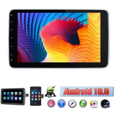 Single 1din Rotatable Car GPS Radio Player WIFI 10.1'' Android 10 - Image 1 of 4