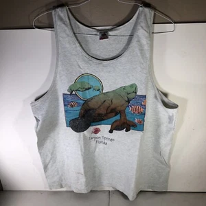 Tarpon Springs Florida Manatee Tank Top Size Adult XL Gray Single Stitch FOTL - Picture 1 of 9