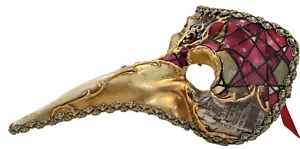 DR. NOSE - A QUALITY HANDPAINTED ITALIAN MASK, VENETIAN LANDMARK, RED MOSAIC - Picture 1 of 3