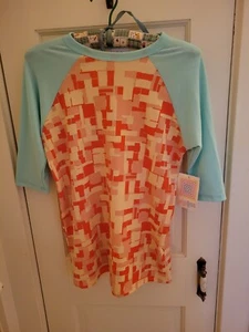 LuLaroe Sloan T-Shirt Unisex Kids Size 12 Crew Purple Multi Color - Picture 1 of 2