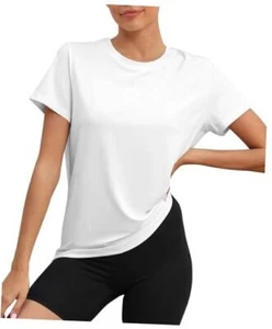 Workout Tops for Women UPF50+ Breathable Loose Fit Yoga T Shirts Medium White - Picture 1 of 7