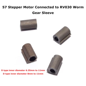57 Stepper Motor Connected to RV030 Worm Gear Sleeve 6.35mm / 8mm Shaft to 11mm - Picture 1 of 16