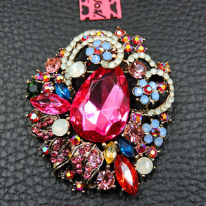 New Betsey Johnson Colorful Crystal Exquisite Flower Charm Brooch Pin Gift