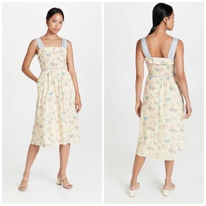 LoveShackFancy Women's Carmine Dress in Floral Pastel Lemon Blueberry Size 12 - Picture 1 of 6