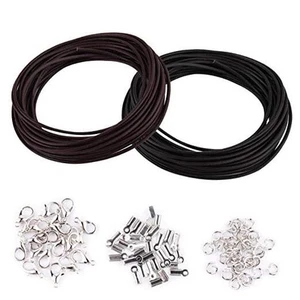 Genuine Leather Cord, 10 Meters 2 mm Wide Black and Coffee Leather Cord and - Picture 1 of 7