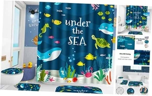 4 Pcs Bathroom Shower Curtain Sets,Kid's Shower Curtain Sets with Color-01 - Picture 1 of 7