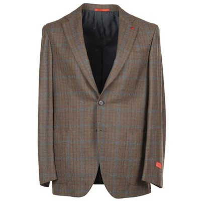 Isaia 'Sanita' Olive Check Soft Brushed 140s Wool Sport Coat 40R (Eu 50) NWT - Image 1 of 4