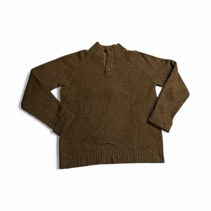 N.Peal Men’s Half Button Brown CASHMERE Sweater Suede Accent EUC - Picture 1 of 8