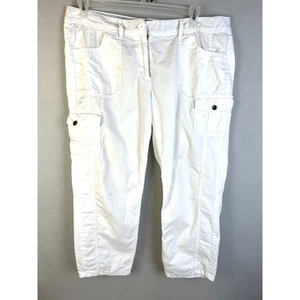 Tommy Hilfiger Cargo Capri Pants Women's 16 White Cotton Pocks Beach Summer - Picture 1 of 9