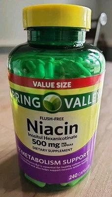 Spring Valley Niacin Metabolism Support Dietary Supplement 240 Capsules-500 mg - Image 1 of 3