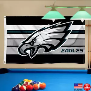 Bandera de los Philadelphia Eagles a rayas negras 3x5 bandera hombre cueva banderas garaje - Imagen 1 de 10
