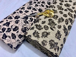 Top Quality Linen Full Floral Gold Lurex Finish Mask/Dress/Crafts Material - Picture 1 of 11