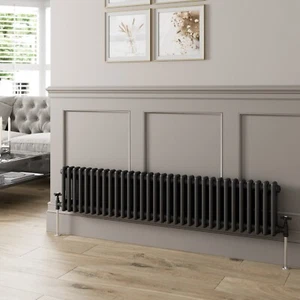 Traditional Colosseum Horizontal Double Bar Column Radiator 300x1460mm Black - Picture 1 of 12