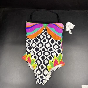 Traje de baño Trina Turk Folkloric Festival talla 4 brillante retro de una pieza crucero 2016 - Imagen 1 de 7