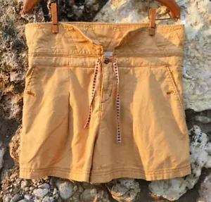 Anthropologie Rustic Linen Shorts 2 Small Gold Pockets Button Fly Tie Closure - Picture 1 of 16