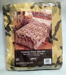 Vintage Desert Camouflage Print Throw Blanket 72"x90" Brand New Made in USA Owen - Picture 1 of 2