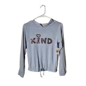 Its Our Time Sweater Girls Large Tie Waist Long Sleeve Sequins Sparkles Blue - Picture 1 of 13