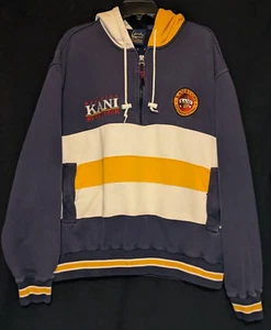 Vintage 90's Karl Kani Jeans Rugby Hoodie Sweatshirt - Men's Size 2XL - Heavy - Picture 1 of 9
