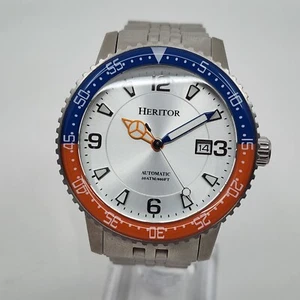 NM+ Heritor Dominic Automatic Men's Watch Blue & Orange/Silver Original Box - Picture 1 of 12