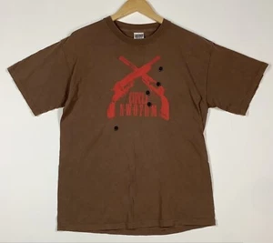 Vintage Circle N.W.O.F.H.M. Brown Graphic T-Shirt Size L Finnish Metal Doom - Picture 1 of 5