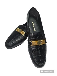 PANCALDI Size 35-1/2(5) 1888 Black Loafer with Gold Buckle Skid Resistant - Picture 1 of 12