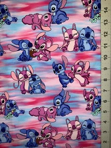 Stitch And Angel Disney Custom Fabric Fat Quarter 18x28” Cotton Spandex - Picture 1 of 1
