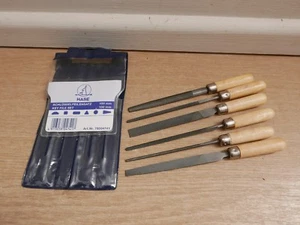 HASE 6PCE 4" NEEDLE FILE SET HAND FLAT SQUARE HALF & ROUND + WALLET 78004741 - Picture 1 of 1