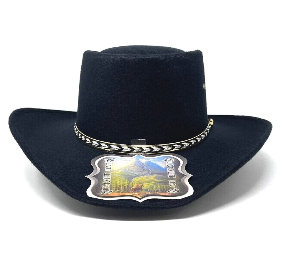 Sombrero de jugador Summit Hats MX lana imitación fieltro negro con elástico Foto 1 de 4