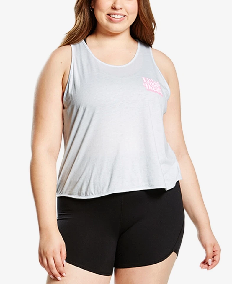 Soffe Womens Graphic Racerback Cropped Tank Top Cloud Blue