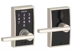 SCHLAGE Touch Camelot Lock (Satin Nickel) -  HANDLE IS REVERSABLE - Picture 1 of 4