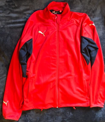 Chaqueta deportiva de peso medio con cremallera Puma roja y negra para hombre bolsillos grandes con cremallera Foto 1 de 4