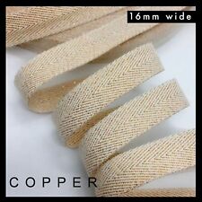 100% Cotton Twill Herringbone Lurex Metallic thread 16mm wide tape ribbon stitch