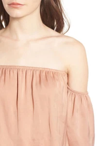 Madison & Berkeley Off The Shoulder Top Dusty Pink Boho Festival Peasant Sz L - Picture 1 of 10