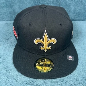 New Era 59FIFTY New Orleans Saints Black Super Bowl XLIV Fitted Hat 7 1/4 New - Picture 1 of 7