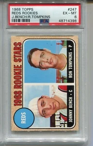 Tarjeta de novato 1968 Topps Johnny Bench PSA 6 excelente como nueva clasificación de béisbol #247 - Imagen 1 de 6