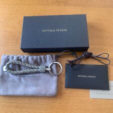 Auth BOTTEGA VENETA Intrecciato key chain charm Key ring lamb leather gray